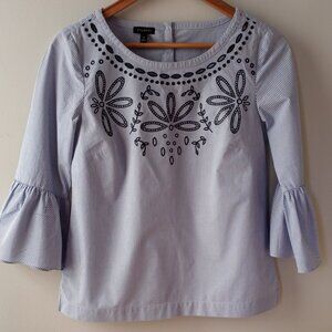 'Talbots' XS 100%Cotton Pinstripe Blouse EUC